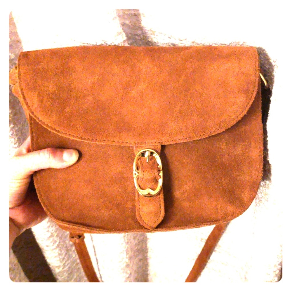 Emm Fox Suede Cognac Purse